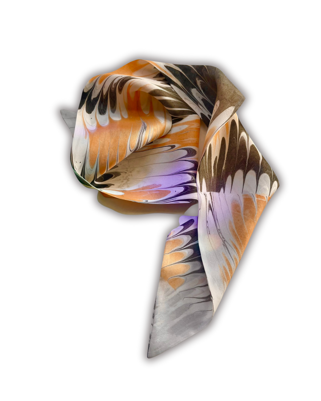 TANGERINE SMOKE Marbled Silk Scarf