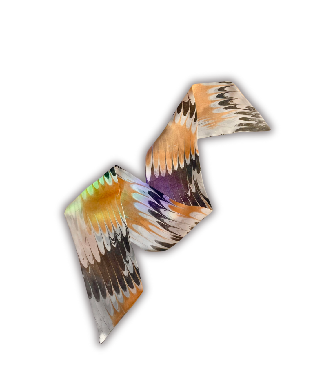 TANGERINE SMOKE Marbled Silk Scarf