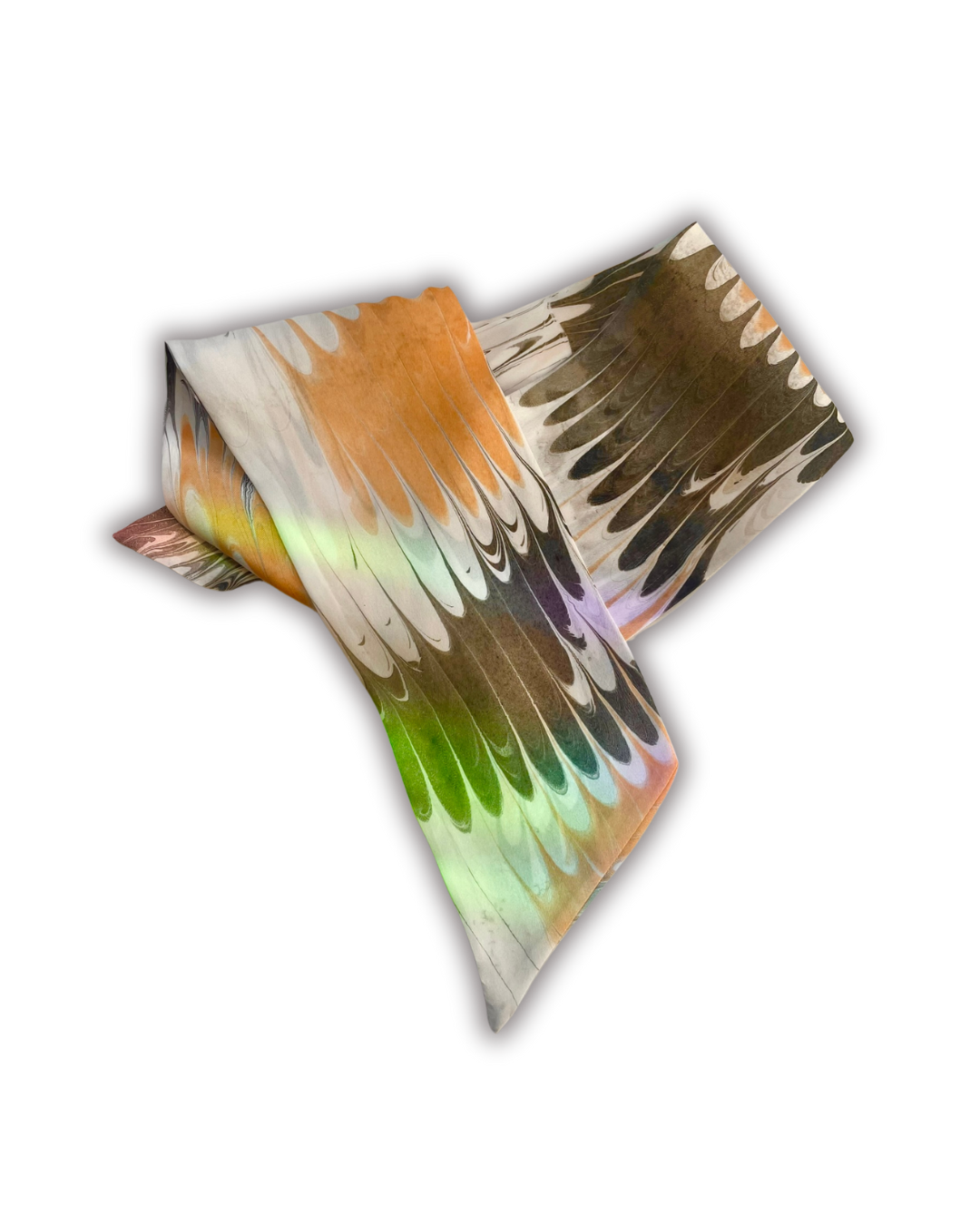 TANGERINE SMOKE Marbled Silk Scarf